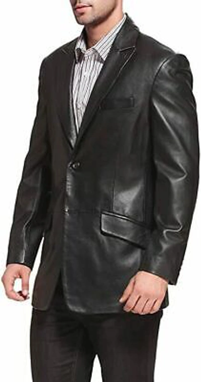 Pre-owned New With Tags Men 2-button Leather Blazer Genuine Lambskin Sport Coat