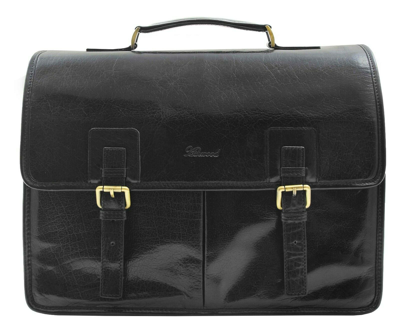 Pre-owned House Of Leather Mens Leather Briefcase Cross Body Organiser Messenger Bag Buckerell Black