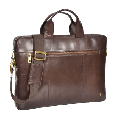 Pre-owned House Real Leather Briefcase Slimline Cross Body Laptop Bag Organiser Satchel Brown