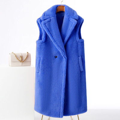 Pre-owned Jancoco Max Women Real Wool Teddy Waistcoat Thick Warm Winter 100% Lamb Fur Waistcoat 33578