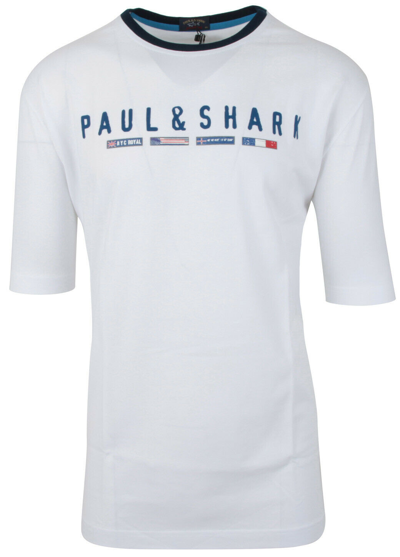 Pre-owned Paul & Shark Yachting Men's Short Sleeve T-shirt Shirt Crew Size 4xl White