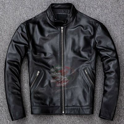 Pre-owned Claww Intl Black Real Leather Lambskin Jacket Men Motorcycle Mens Jackets Bomber Aviator