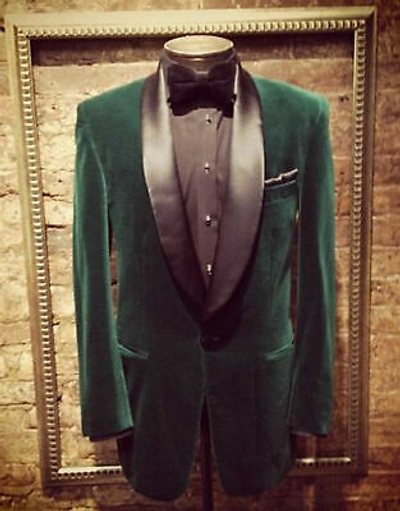 Pre-owned Handmade Men Green Smoking Jacket Designer Shawl Lapel Groom Party Wear Tuxedo Blazer Uk