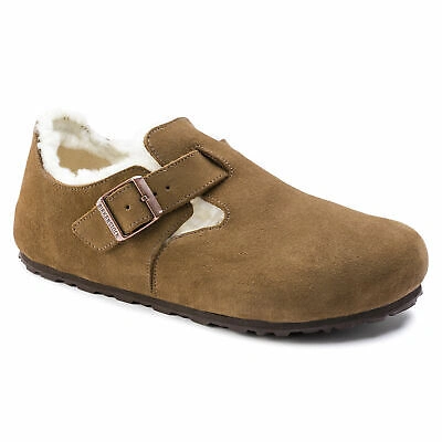 Pre-owned Birkenstock , London Shearling Tea, Suede Leather, Unisex