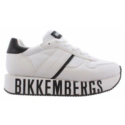 Pre-owned Bikkembergs Women's Girls Trainers  Junior Leather White