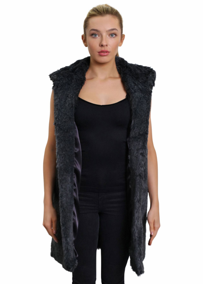 Pre-owned La De  Creme - Women's Luxury Faux Fur Gilet Dies Hooded Sleeveless Jacket