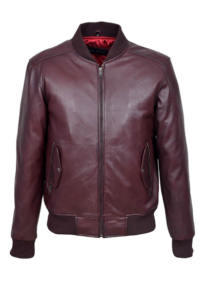 Pre-owned Sr Real Leather Men's Retro 80's Leather Bomber Oxblood Classic Soft Italian Napa Leather Jacket