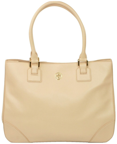 Pre-owned Tory Burch Handbag Pale Pink Leather Large Top Handle Bag Dark Sahara Robinson