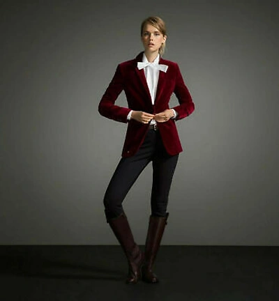 Pre-owned Handmade Women Stylish Party Wear Slim Fit Maroon Velvet Casual Sports Blazers Jackets Uk