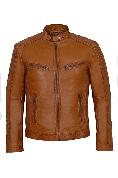 Pre-owned Sr Real Leather Men's Retro 80's Leather Bomber Tan Classic Soft Italian Nappa Leather Jacket