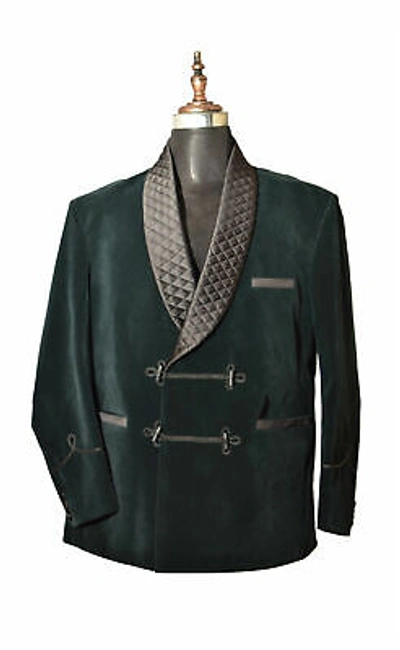 Pre-owned Handmade Men Green Smoking Jackets Designer Elegant Luxury Stylish Party Wear Blazer Uk