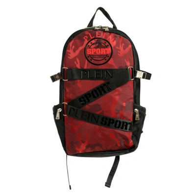 Pre-owned Philipp Plein Plein Sport Unisex Military Print Red " Zaino Runner" Backpack Bag