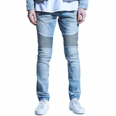 Pre-owned Embellish Jeans Embellish Culver Biker Denim Jeans Light Blue