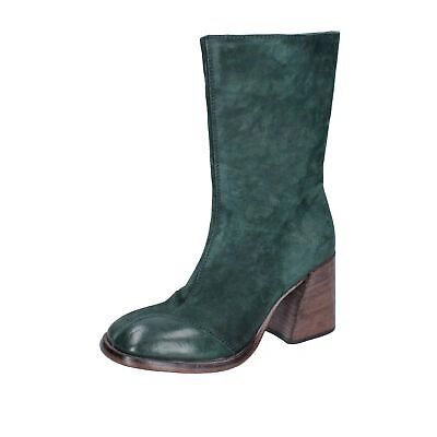 Pre-owned Moma Shoes Women  Ankle Boots Green Suede Bh963