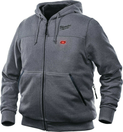 Pre-owned Milwaukee M12 Grey Soft Heated Hoodie Grey Size X-large Work Hoodie