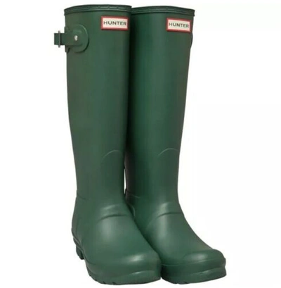 Pre-owned Hunter & Boxes,  Womens Original Tall Wellington Boots Green. Size Uk 8.