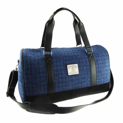 Pre-owned Harris Tweed 'clyde' Weekend Bag In Blue Basket Weave Lb1026-col97