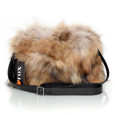 Pre-owned Fox Genuine Raccoon Fur Crossbody Bag Fur Shoulder Bag Natural Fur Handbag