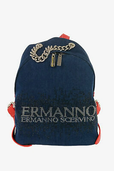 Pre-owned Ermanno Scervino Women Backpacks And Bum Bags Glittered Gaia Backpack Blue
