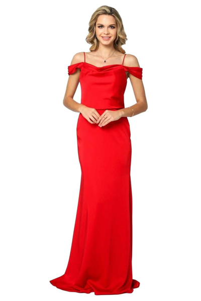 Pre-owned Designer Sale Simple Prom Evening Dress Cold Shoulder Bridesmaid Formal Gown Under