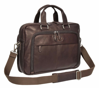 Pre-owned House Mens Genuine Leather Brown Briefcase Office Laptop Case Satchel Business Bag