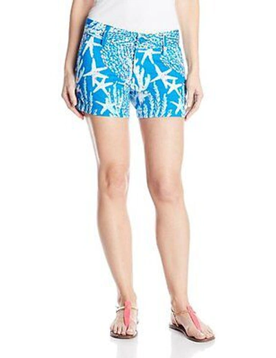 Pre-owned Lilly Pulitzer Callahan Short Shorts Brewster Blue Good Reef Starfish 00 2 4
