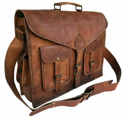 Pre-owned Style Bag Leather Genuine Shoulder Italian Body Crossbody Tan Rustic Vintage Office