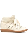 Isabel Marant Buckee Suede And Leather Wedge Sneakers In Grey