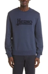 Herno Logo-print Long-sleeve Sweatshirt In Blu