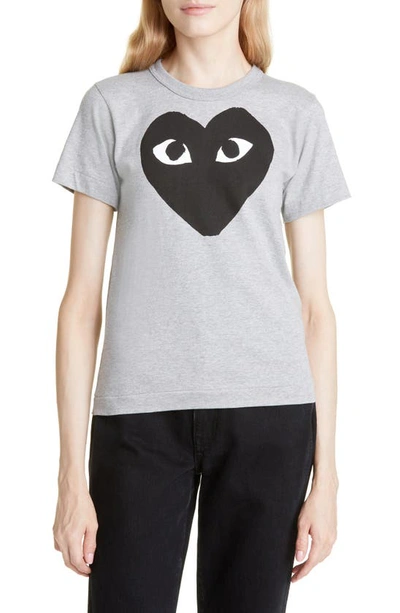 Comme Des Garçons Play Gray & Black Large Heart T-shirt In Grey