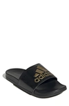 Adidas Originals Adidas Women's Adilette Comfort Slide Sandals In Core Black/gold Metallic/core Black