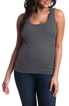 Bun Maternity Maternity/nursing Tank In Deep Gray