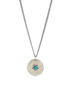 DEGS & SAL STERLING SILVER & TURQUOISE MEDALLION NECKLACE