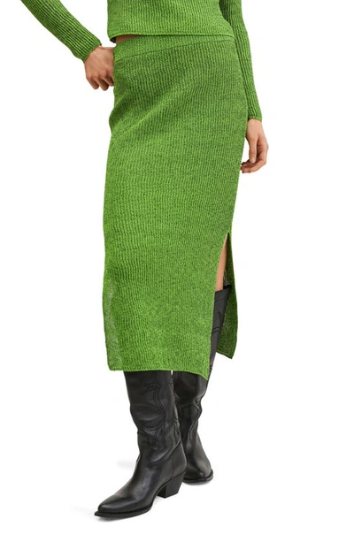 Mango Women's Slit Knitted Skirt In Green