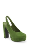 Jeffrey Campbell Bet On It Slingback Platform Pump In Green Suede