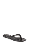 Totême Croc-effect Leather Flip Flops In Black Crocodile