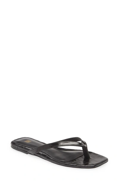 Totême Croc-effect Leather Flip Flops In Black