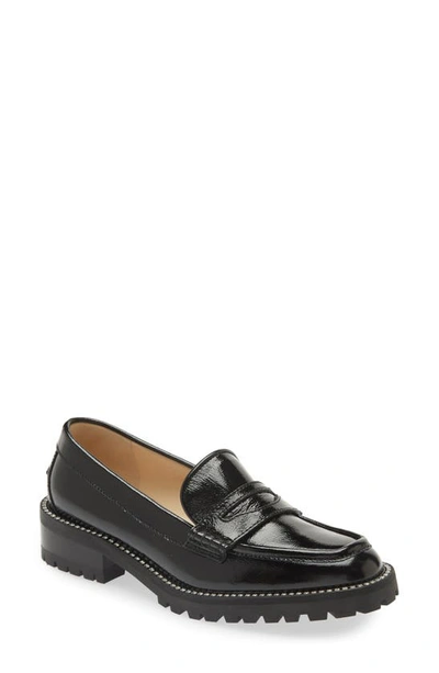 Jimmy Choo Deanna Crystal-embellished Patent-leather Loafers In Black