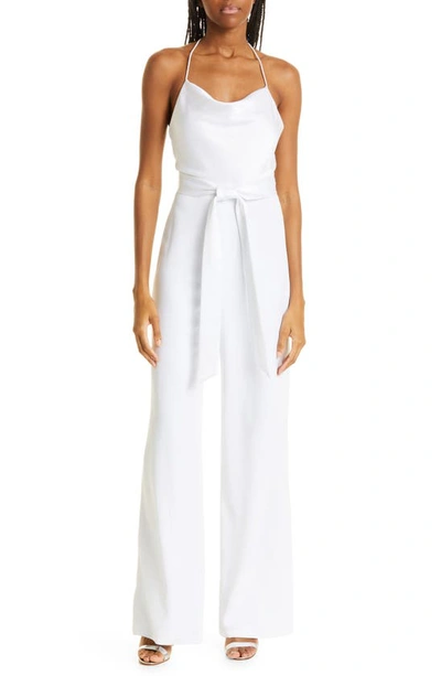 Alice And Olivia Primrose Halterneck Straight-leg Jumpsuit In Off White