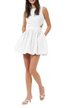 French Connection Adelade Sleeveless Cutout Organic Cotton Fit & Flare Minidress In Linen White
