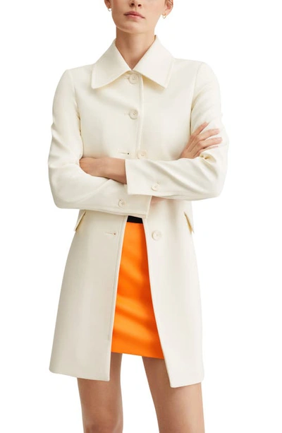 Mango Fitted Coat With Buttons Off White