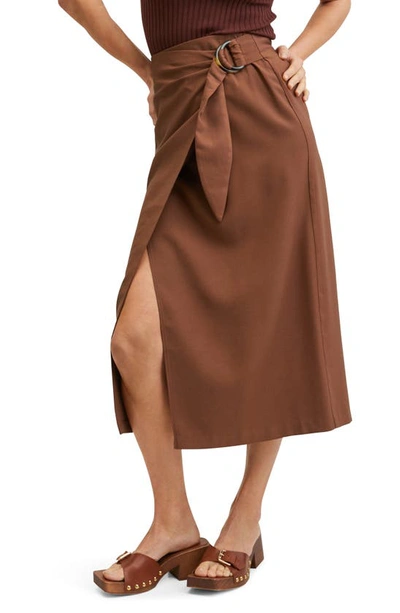 Mango Women's Buckle Wrap Skirt In Brown