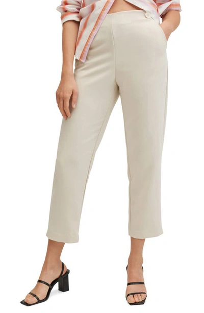 Mango Cropped Button Trousers Light/pastel Grey