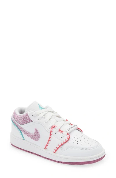 Jordan Kids'  1 Low "white Light Bordeuax" Trainers In White/ Light Bordeaux/ Pink