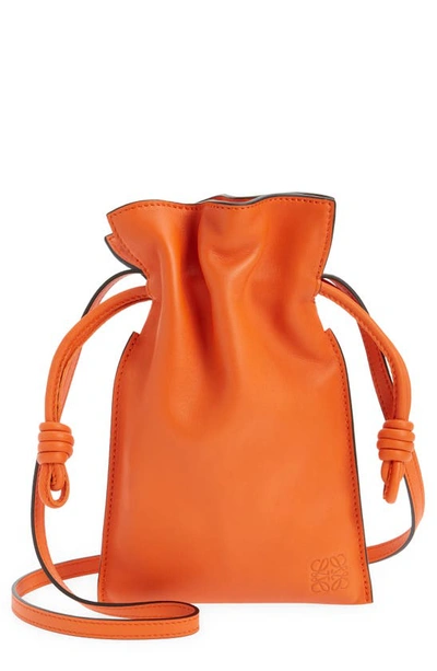 Loewe Flamenco Pocket Leather Crossbody Bag In Orange
