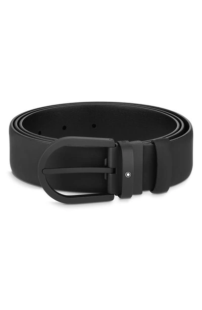 Montblanc 3.5cm Rubberised Leather Belt In Black