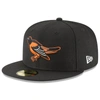 New Era Men's Black Baltimore Orioles Cooperstown Collection Logo 59fifty Fitted Hat In Black