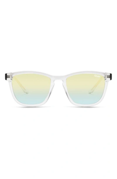Quay Hardwire 55mm Gradient Square Sunglasses In Clear / Gold Green