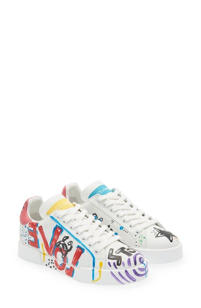 Dolce & Gabbana Love Graffiti Low-top Sneakers In Azalea/white