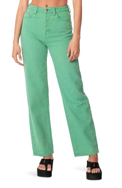 Edikted Willa High Waist Wide Leg Jeans In Green